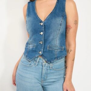 Oat New York Denim Vest - Blue Women Jeans Vest size large